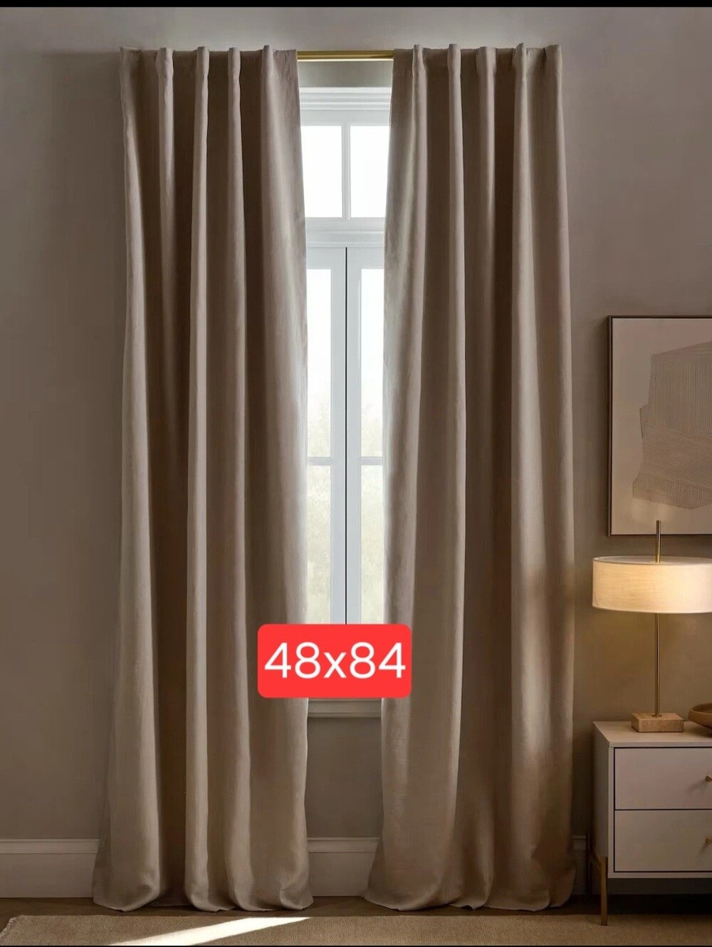 Quince European Linen True Blackout Curtain 48x84 Dark Flax Single Panel 48"x84"